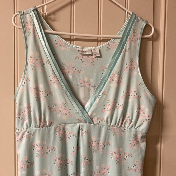 Marina Luna Intimates Sleepwear Nightgown Blue with Floral Design V-Neck Size L - Picture 3 of 5